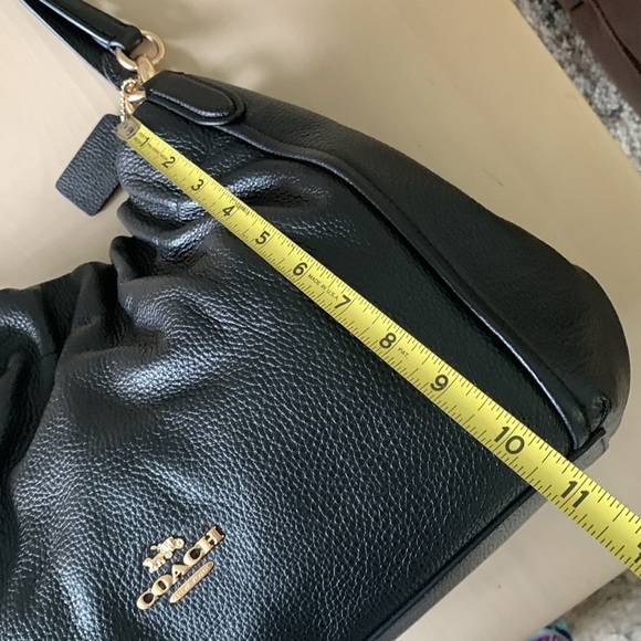 NWOT COACH Maya Leather Shoulder Bag black gold hardware logo pebble - Picture 10 of 16